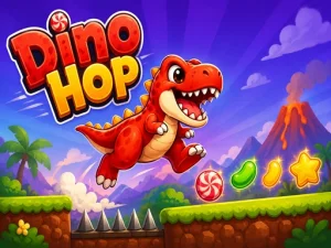 DinoHop: Free Online T-Rex Obstacle Runner & Candy Collection Game