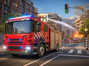 Fire Truck Rescue Simulator: Free Online 3D Firefighter Driving Game
